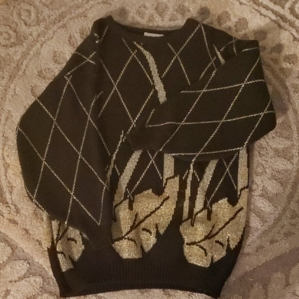 Vintage 80s Black and Gold Sweater